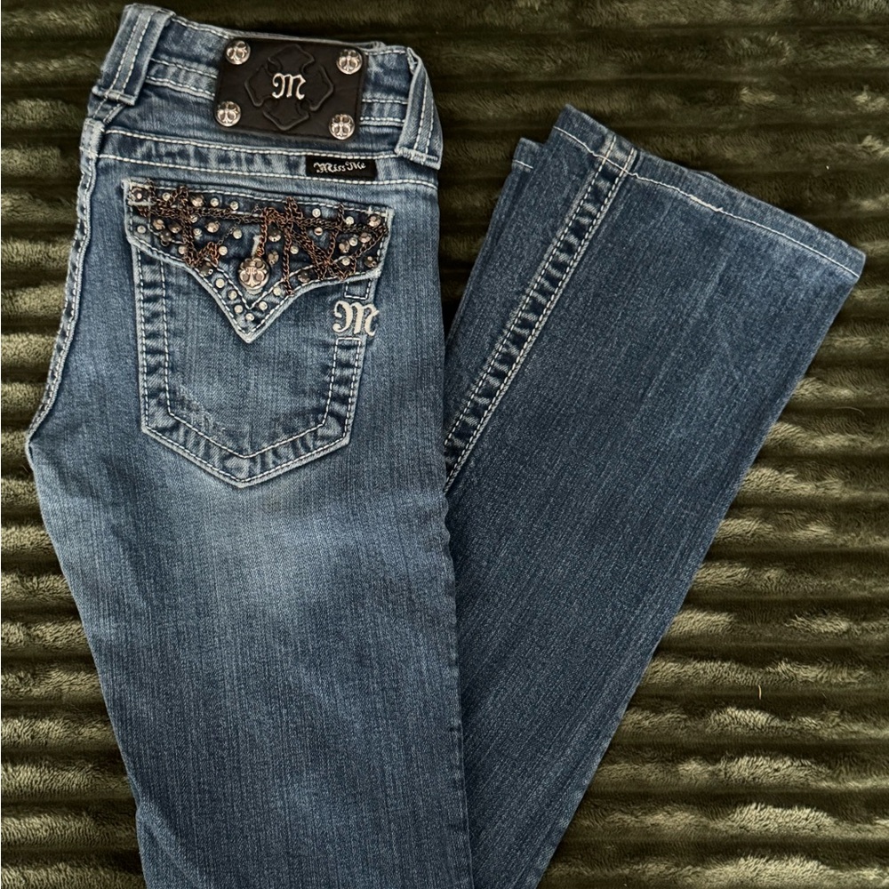 Miss Me Bootcut Jeans Embellished Flap Pocket Y2K Size 26